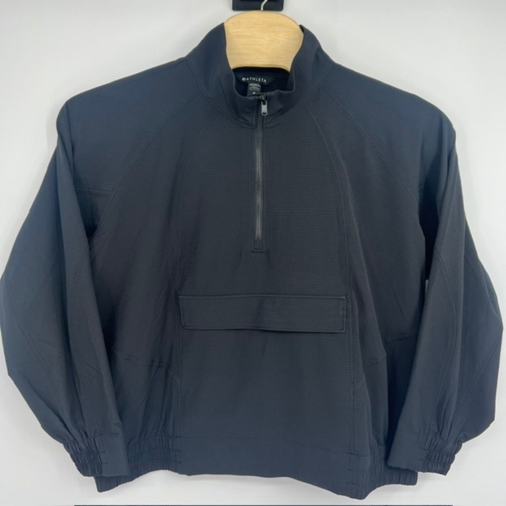 Athleta Women's Black Ripstop Quarter Zip Anorak‎ Jacket Plus Mock Neck Size 1X